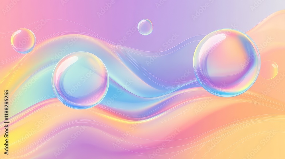 Poster futuristic gradient background with holographic floating panels and glowing light effects for abstra