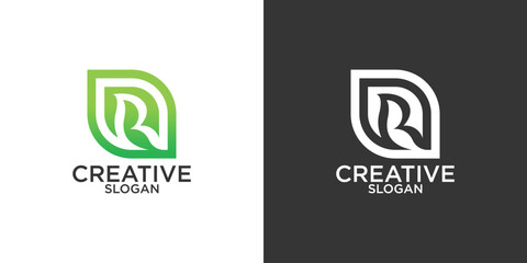 Premium monogram letter R initials logo. Universal symbol icon vector design. Luxury abc leaf logotype.
