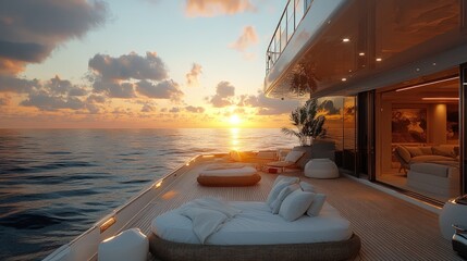 Fototapeta premium Luxury yacht sunset ocean cruise relaxation