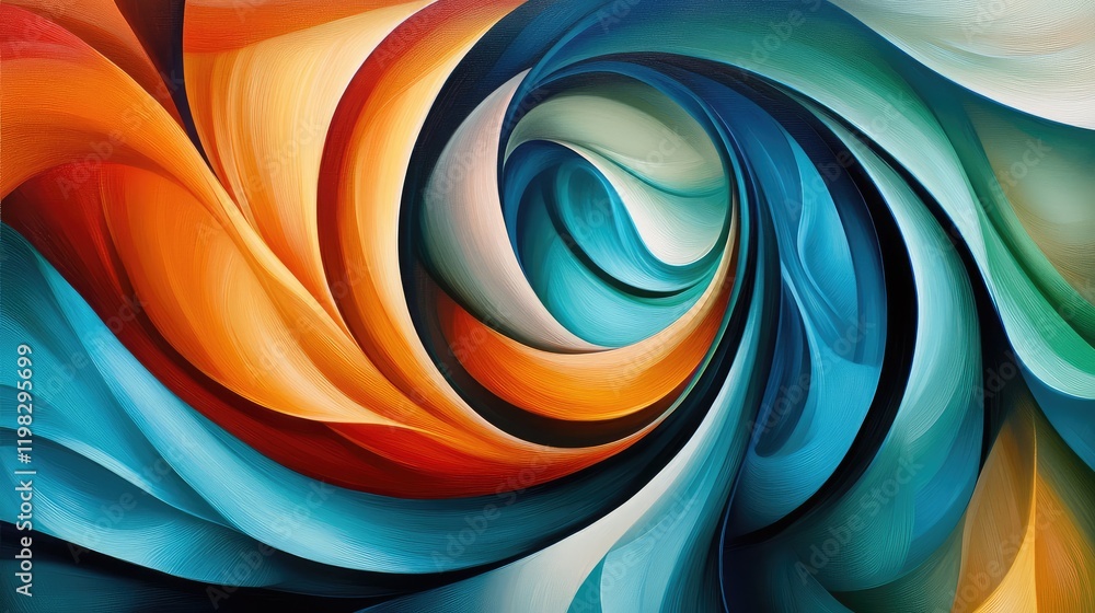 Aufkleber minimalism meets futurism with flowing abstract forms and clean color gradients.