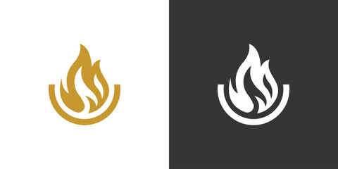 Fire Flame Logo design vector. Bonfire Silhouette Logotype icon
