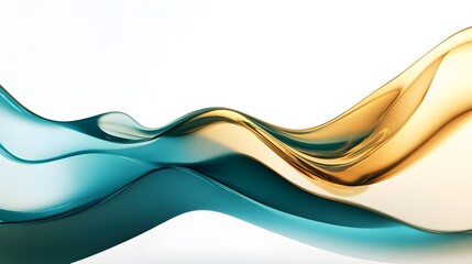 Abstract Teal and Gold Liquid Wave Design