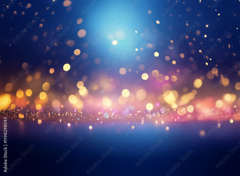 Aufkleber a mesmerizing display of colorful bokeh lights against a dark blue background. glittering particles 