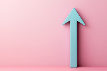 Abstract arrow pointing up on pink gradient background, symbolizing growth
