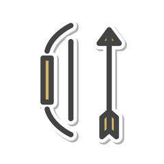 ステッカー風スポーツ関連の単品アイコン　弓矢