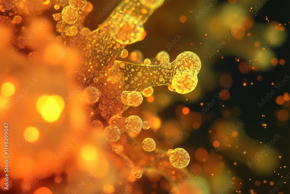 Fototapete Microscopic view of vibrant microbes showcasing intricate details and unique structures. Generative AI