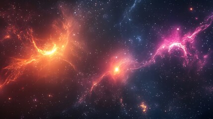Fototapeta premium Cosmic Nebulae Displaying Vibrant Hues Of Orange And Pink