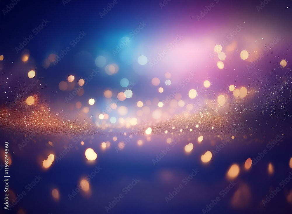 Aufkleber shimmering lights and bokeh illuminate a deep blue background. golden and purple hues create a magic
