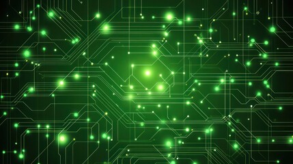 Abstract Green Circuit Board Background: Technological Innovation and Digital Networks