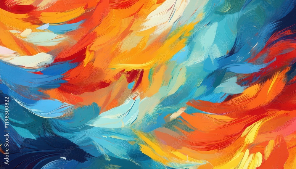 Poster vibrant, dynamic brushed abstract background a stunning swirl of colors and textures for versatile d