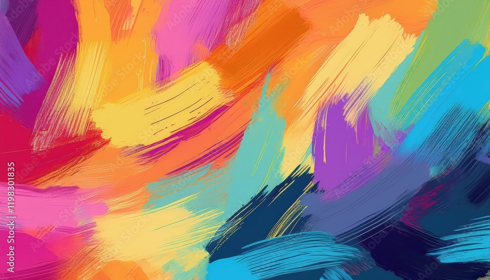Poster vibrant abstract textile design bold brush strokes create an eyecatching canvas of expressive colors