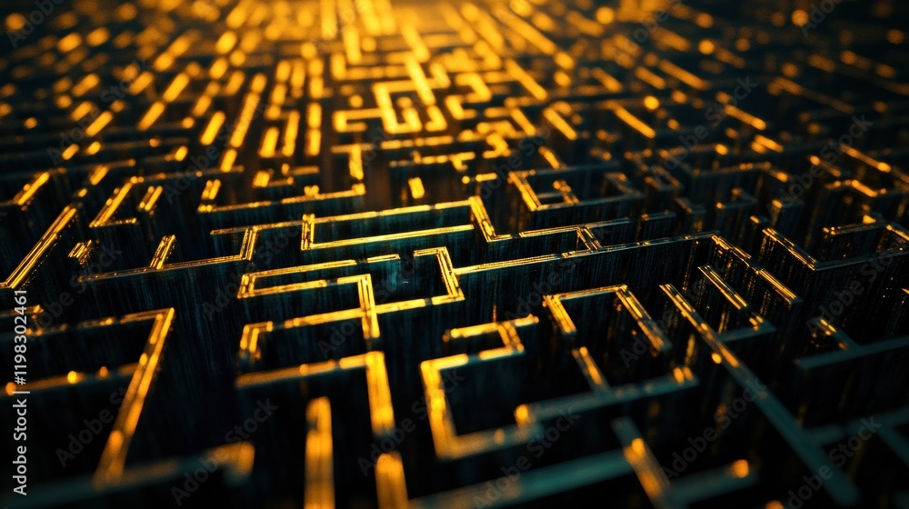 Poster golden labyrinth: a journey into intrigue and complexity