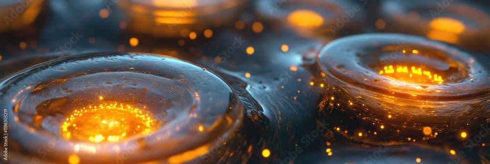 Aufkleber 3d rendering of vibrant microbes showcasing intricate textures and glowing features in a dynamic env