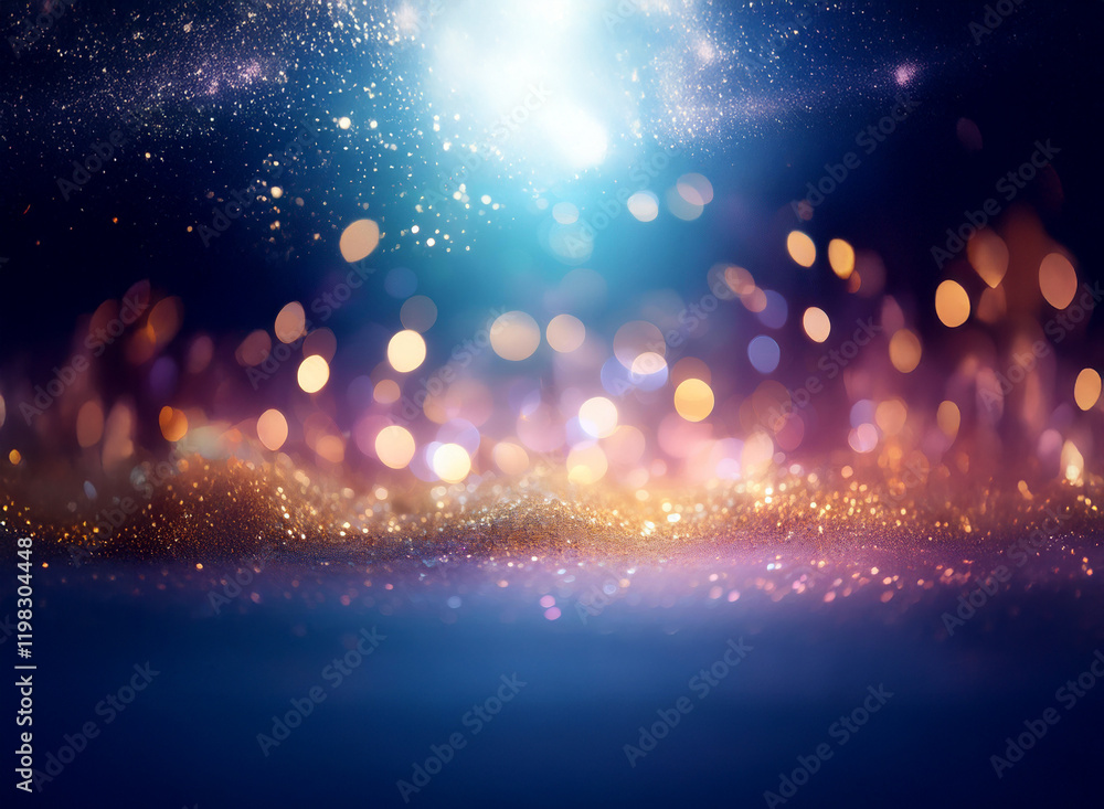 Aufkleber a mesmerizing abstract image featuring a dark blue background illuminated by vibrant, out-of-focus l