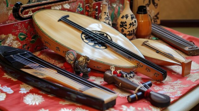 Collection of Traditional Asian Musical Instruments