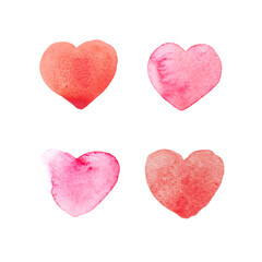 Watercolor Hearts Set - Transparent PNG, 
