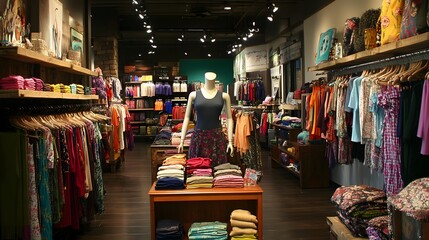 Naklejka premium Colorful Womens Clothing Boutique Interior Display