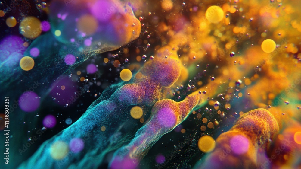 Aufkleber abstract depiction of antibiotics and bacteria under a microscope showcasing colorful interactions a