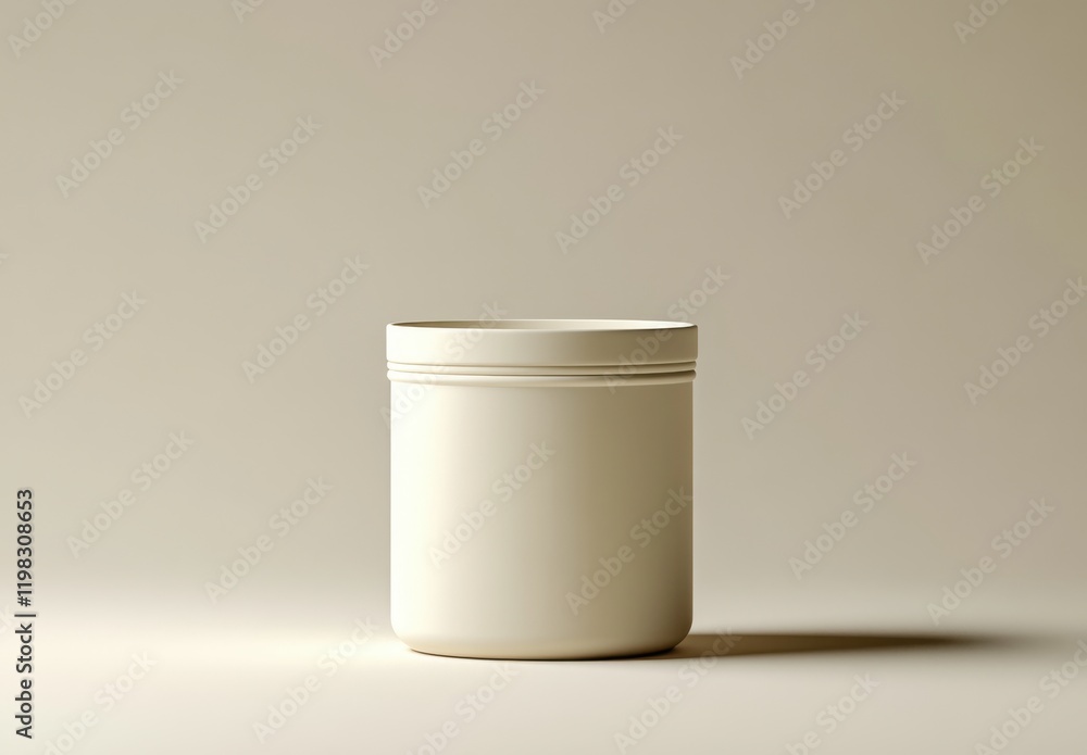 Poster minimalist white jar container on a soft neutral background for storage and organization ideas in mo