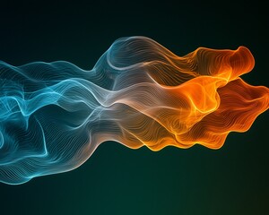 Obraz premium Abstract flowing light waves, teal and orange.