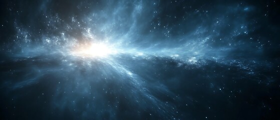 Obraz premium Bright cosmic rays burst from nebula.