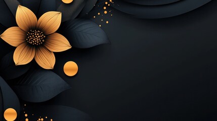 Elegant gold flower dark background design, invitation template