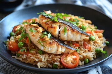 Fried rice with shrimp paste and mackerel spicy dip