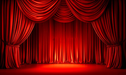 red stage curtains