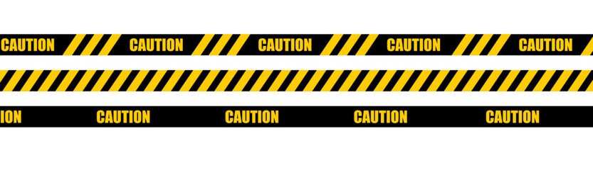 caution warning tape set: designed for industrial safety, roadwork, construction, and hazard zones. Vector illustration	