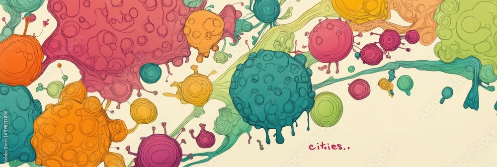 Leinwandbilder playful map resembling cities made of colorful bacteria colonies designed for fun exploration and le