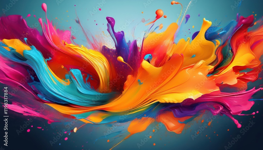 Poster vibrant abstract artwork colorful paint splash exploring emotions and energy through a dynamic inter