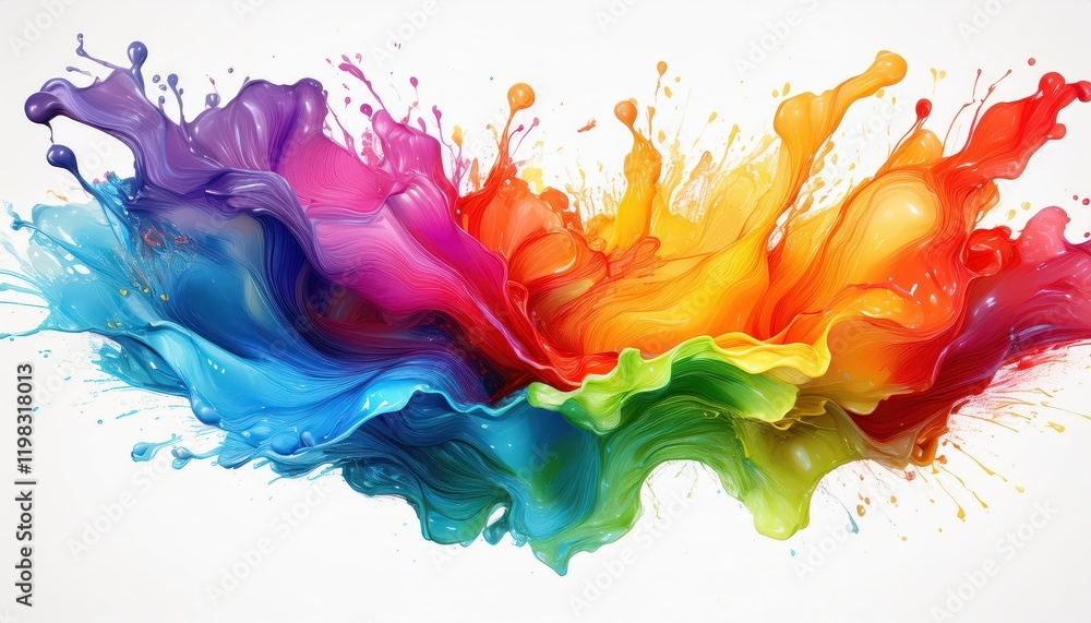 Poster vibrant rainbow splash on white background a bold display of color and artistic expression