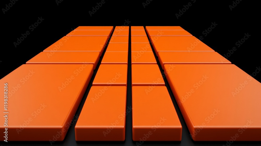 Poster orange blocks perspective: a captivating image featuring a series of vibrant orange blocks arranged 