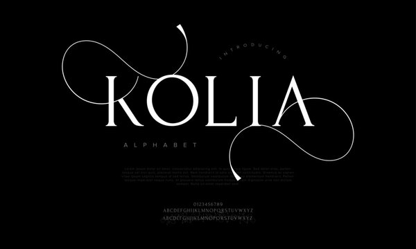 Kolia typography beauty fashion elegant minimalist serif italic fonts decorative wedding vintage retro logos. Minimal luxury font alphabet logo. Vector illustration