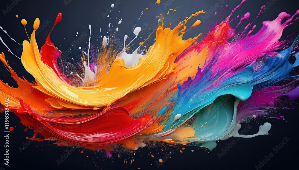 Poster dynamic explosion of paint strokes an abstract study in color and texture, showcasing a whirlwind of