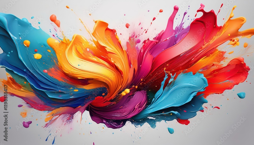 Poster vibrant splash of paint strokes an abstract exploration of color and texture in isolated artistic ex