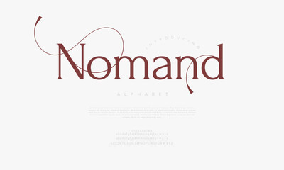 Nomand typography beauty fashion elegant minimalist serif italic fonts decorative wedding vintage retro logos. Minimal luxury font alphabet logo. Vector illustration