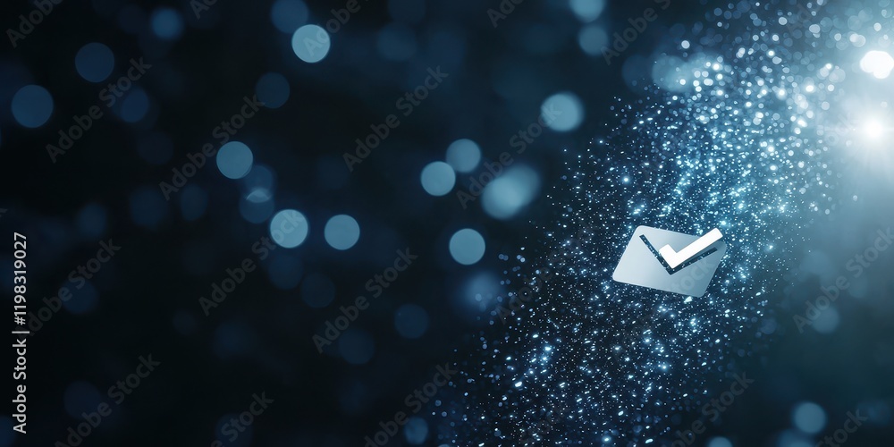 Poster digital email icon with sparkling effect