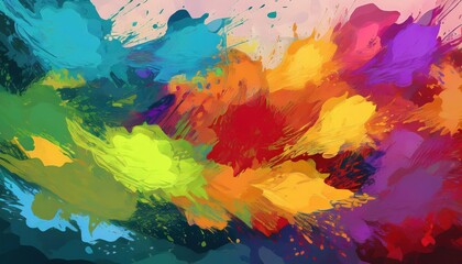 Vibrant Palette of Paints Spread Across Canvas on at A Masterpiece of Modern Artistic Expression...