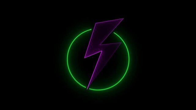 glowing neon Energy line icon. car, technology, movement, power plant, fossils, electric, electric car, light, heat.right electric electric power flash or high voltage icon animation 4k video