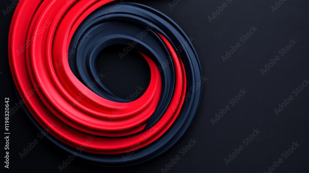 Aufkleber abstract swirl: red and black: a mesmerizing abstract image featuring a dynamic swirl of red and bla