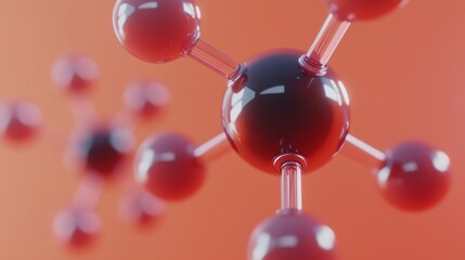 Abstract Molecular Structure with Red and Black Elements