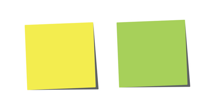 Blank colourful yellow and green sticky paper note isolated on png and vector illustration on transparent background