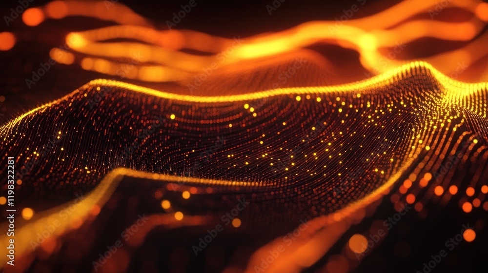 Poster abstract golden waves of data visualization