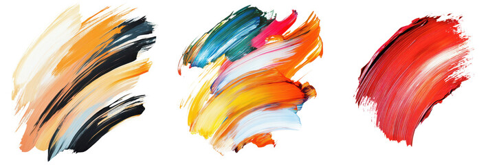 Abstract Colorful Paint Brush Strokes Swirls Texture Background Design Elements on transparent background