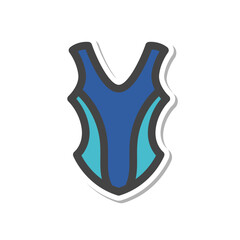 ステッカー風スポーツ関連の単品アイコン　水泳水着