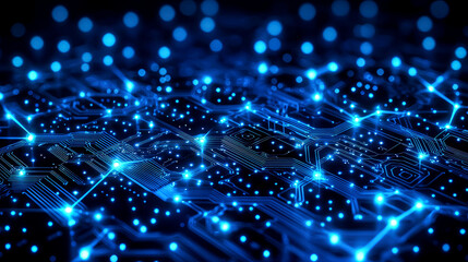 Abstract Technology Background: Futuristic Circuit Board Network, Digital Connections, and Data Streams