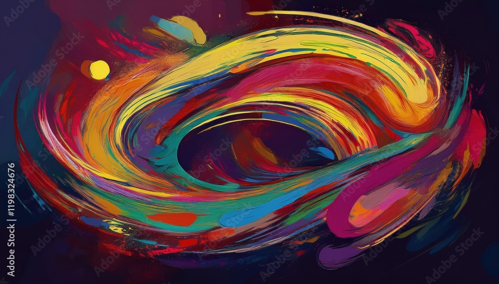 Poster striking whirls and strokes in a brushwork masterpiece, showcasing an abstract exploration of color 
