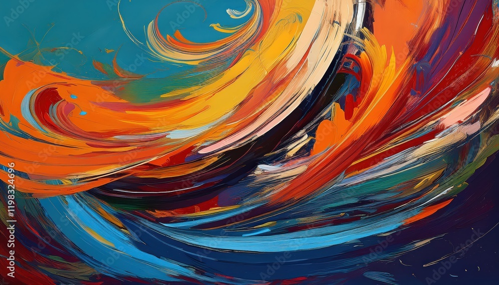 Poster expressive artistic brushwork a dynamic interplay of swirling patterns and vibrant strokes, embracin