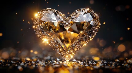 glittering diamond heart logo with elegant details, ideal for luxurious Valentine's branding